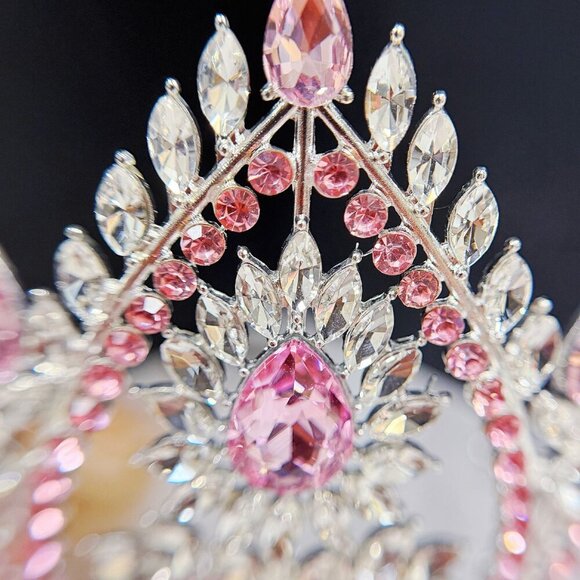 Flower crown, Wedding accessories, silver hair accessory, pink stone Tiara